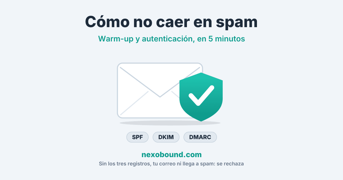Cómo no caer en spam: warm-up, SPF, DKIM y DMARC en 5 minutos